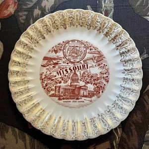 VTG Missouri State Collector Plate White Gold Red 10" Show Me State